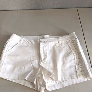 Women's Juniors White Shorts Lace Cotton Summer Beach Party Festival